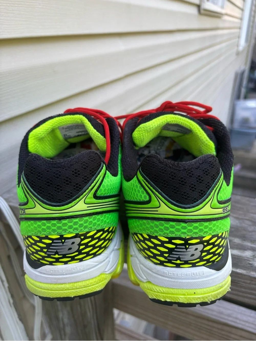 New Balance Neon Green Sneakers with Red Laces